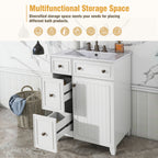24-Inch Bathroom Vanity Cabinet with Ceramic Sink, 2 Drawers, 1 Door