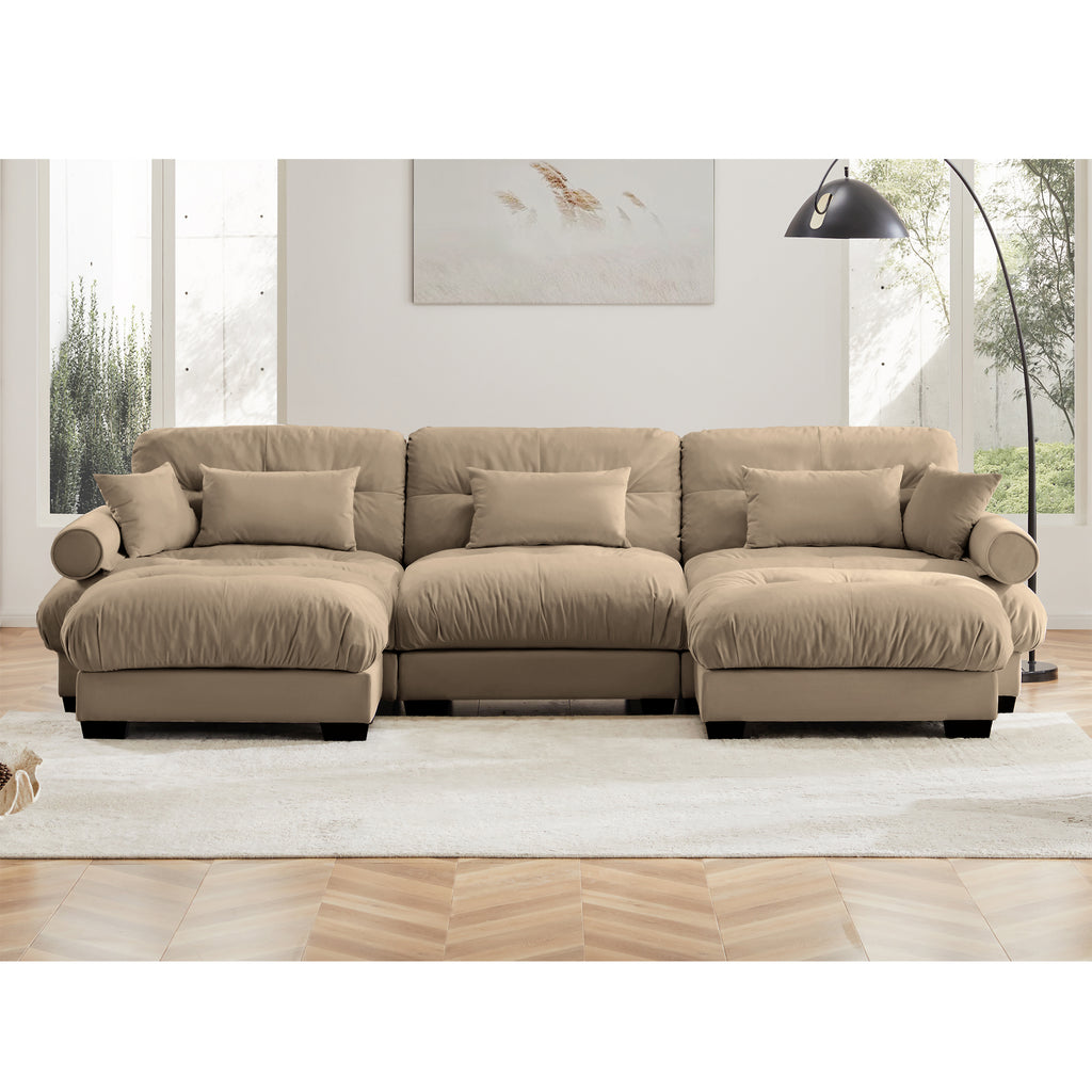U Shape Modular Sectional Sofa Couch with Movable Ottomans