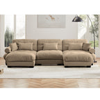 U Shape Modular Sectional Sofa Couch with Movable Ottomans