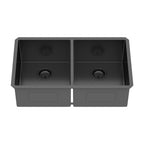 Double Bowl Undermount Sink - 33"x19"x10" Gunmetal