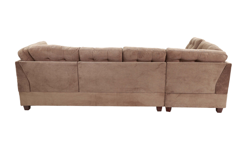 Living Room Sectional Waffle Suede Truffle Color Sectional Sofa