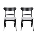 Set of 2 Dining Chairs - Upholstered Seat, Rubberwood Legs