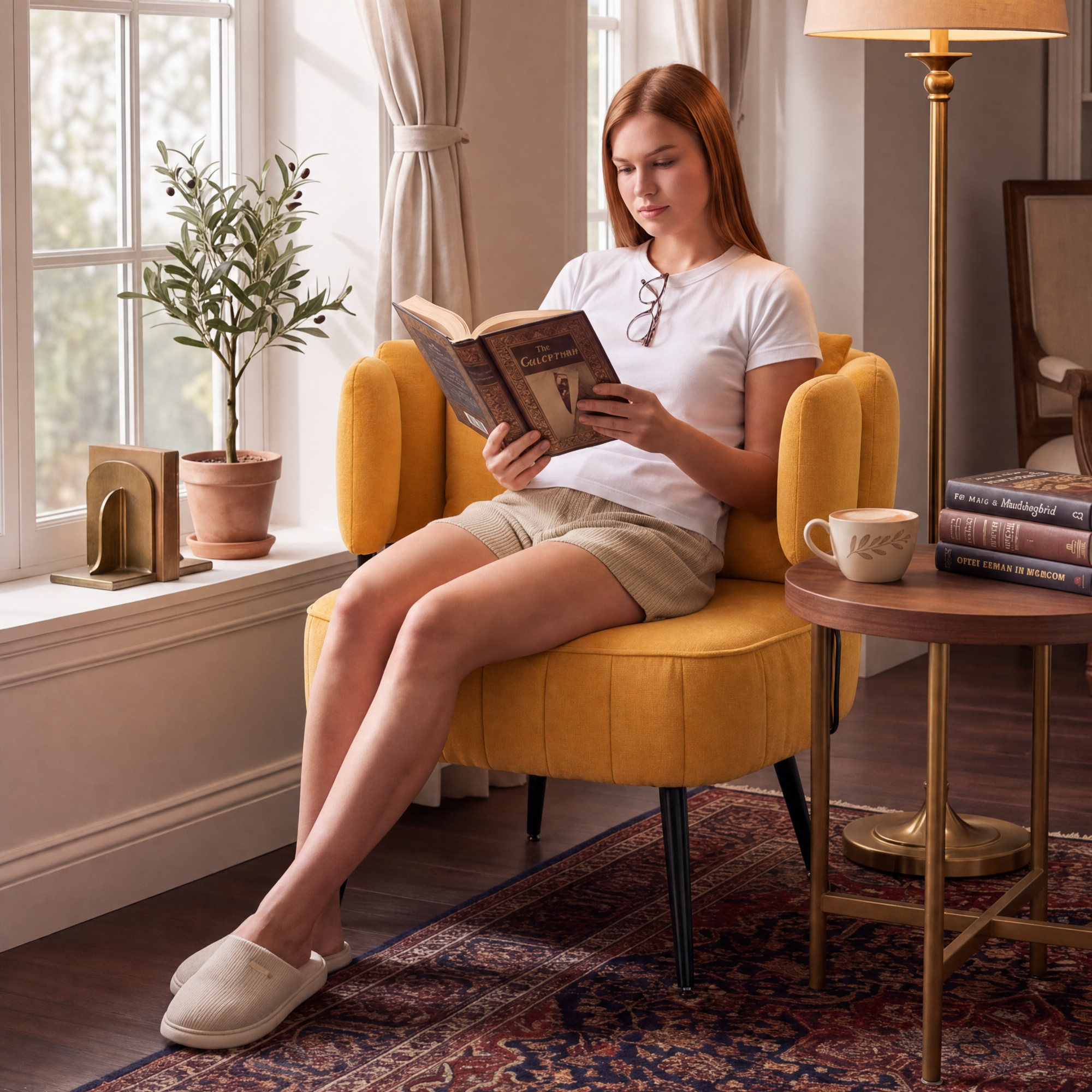 Decorative Armchair with Spring Seat Cushion and Slipcover