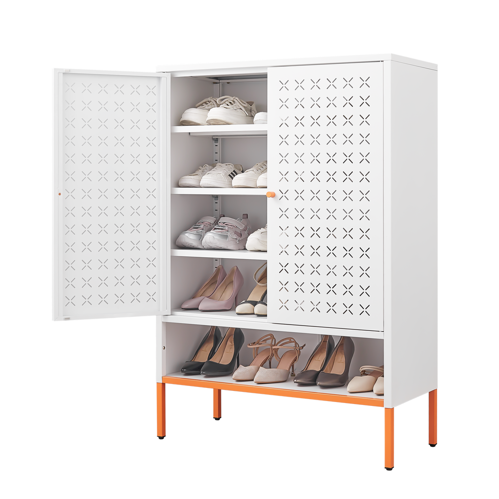 Grid Double Door Shoe Cabinet