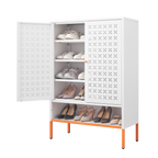Grid Double Door Shoe Cabinet