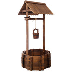 Rustic Wooden Wishing Well Planter Outdoor Home Décor