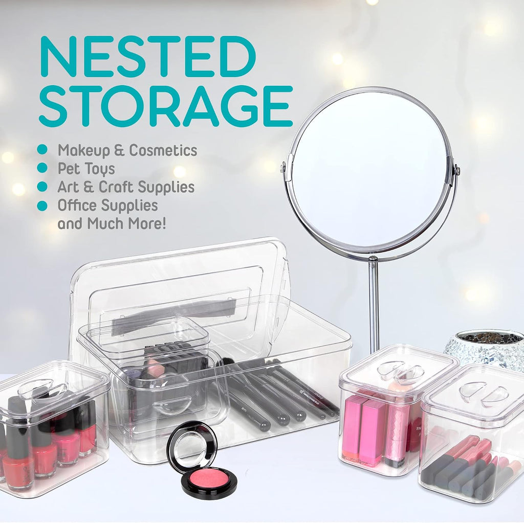 Clear Organizer Bins with Lids – Stackable Storage Containers for Home Organization