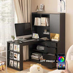 L Shaped Desk with Charger, Computer Desk with Drawers