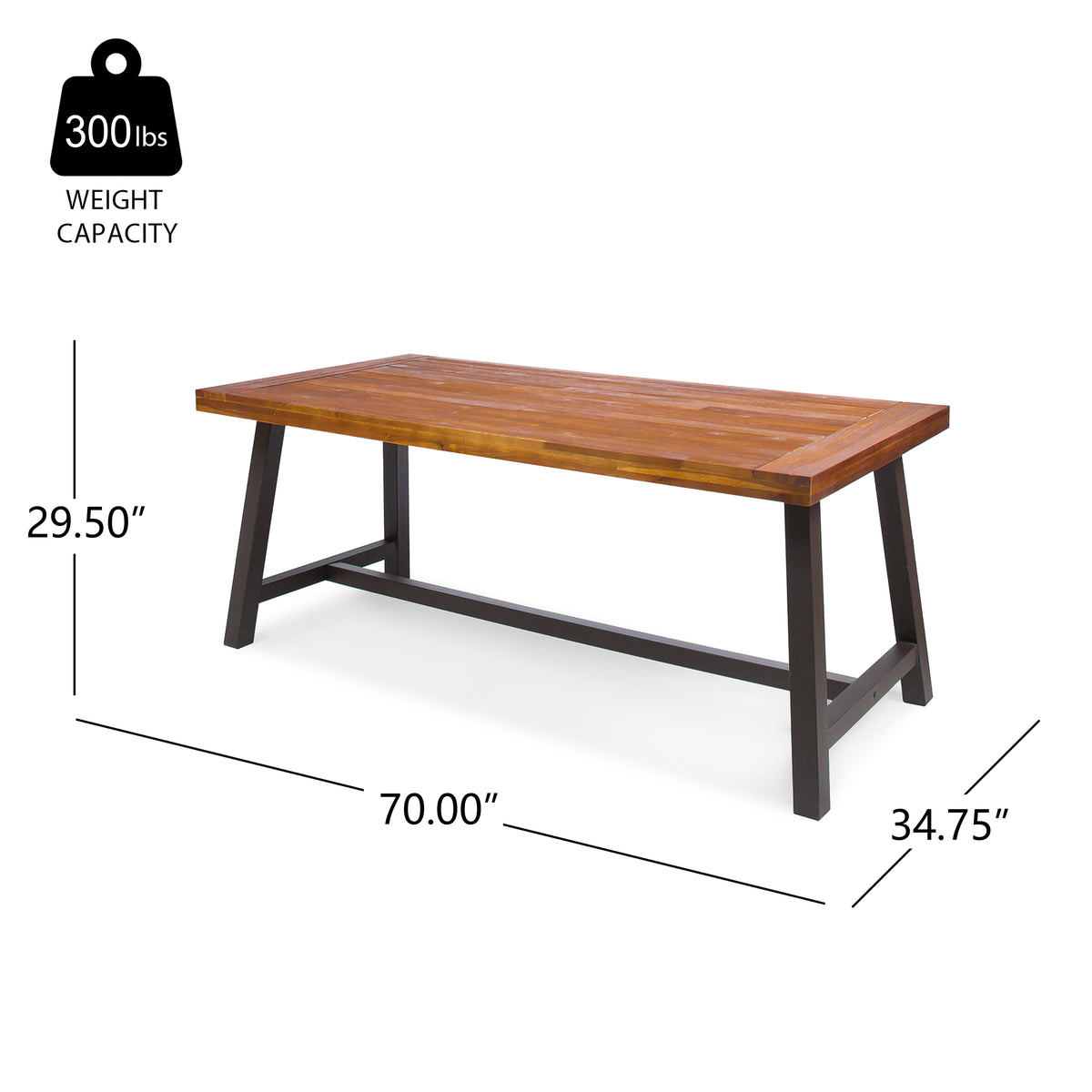 Carlie Outdoor Sandblast Finished Dining Table