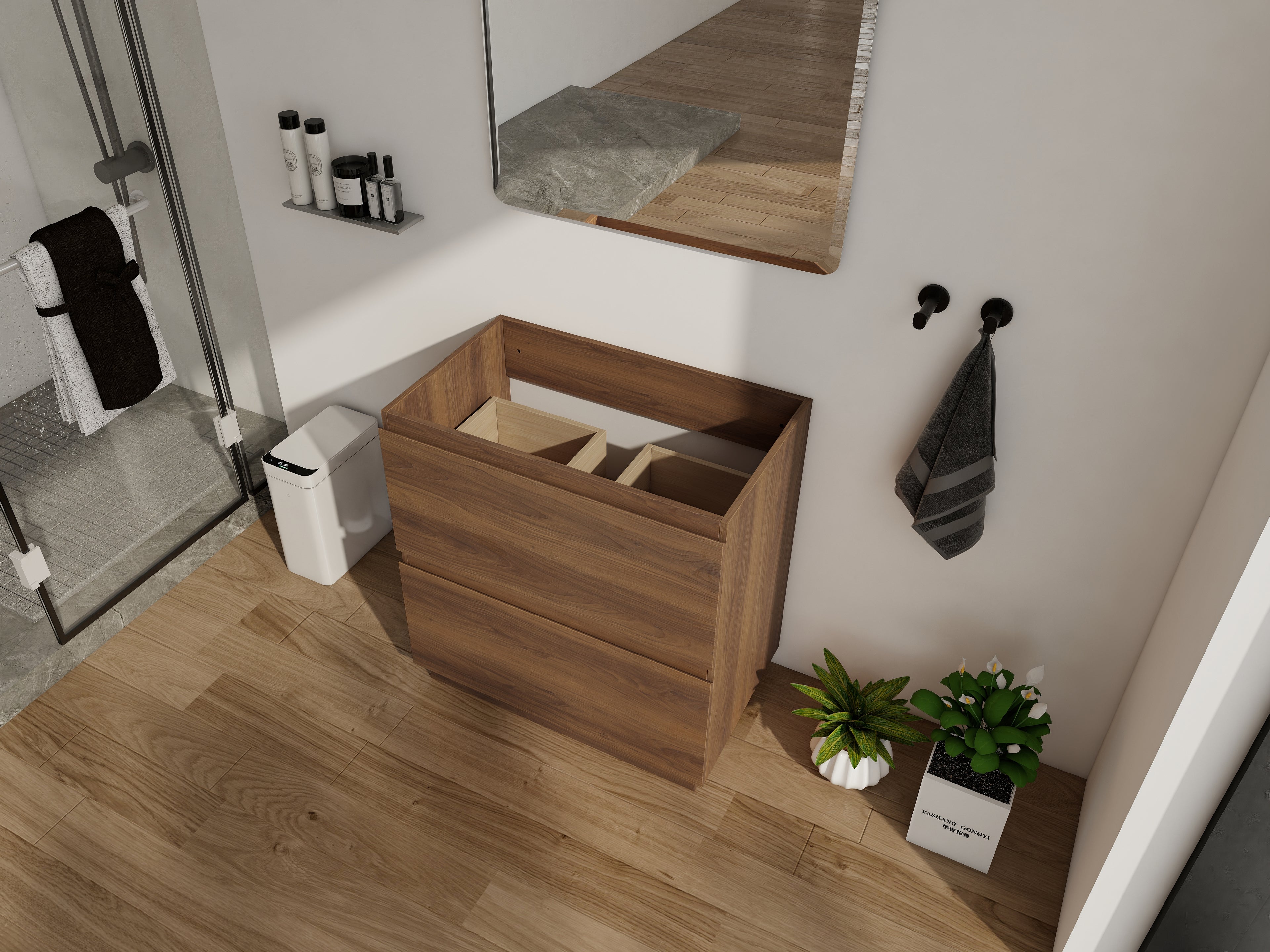 30" Modern Undermount Bathroom Sink Cabinet