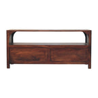 Solid Wood Arched Edge 2 Drawer Media Unit