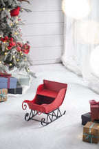 14.5x10x11"H Iron Red/Black Sleigh Small Christmas Decoration