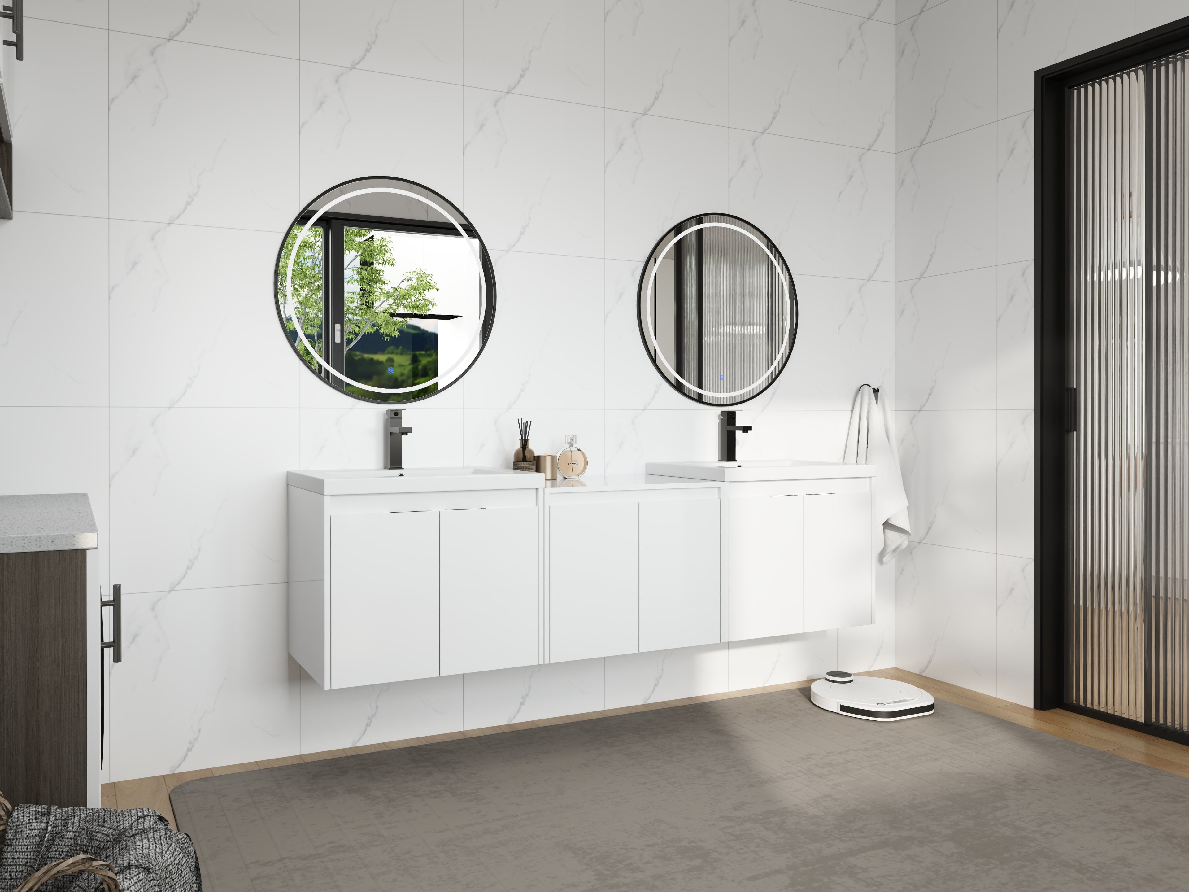 Stylish 72" Bathroom Vanity With Resin Sink