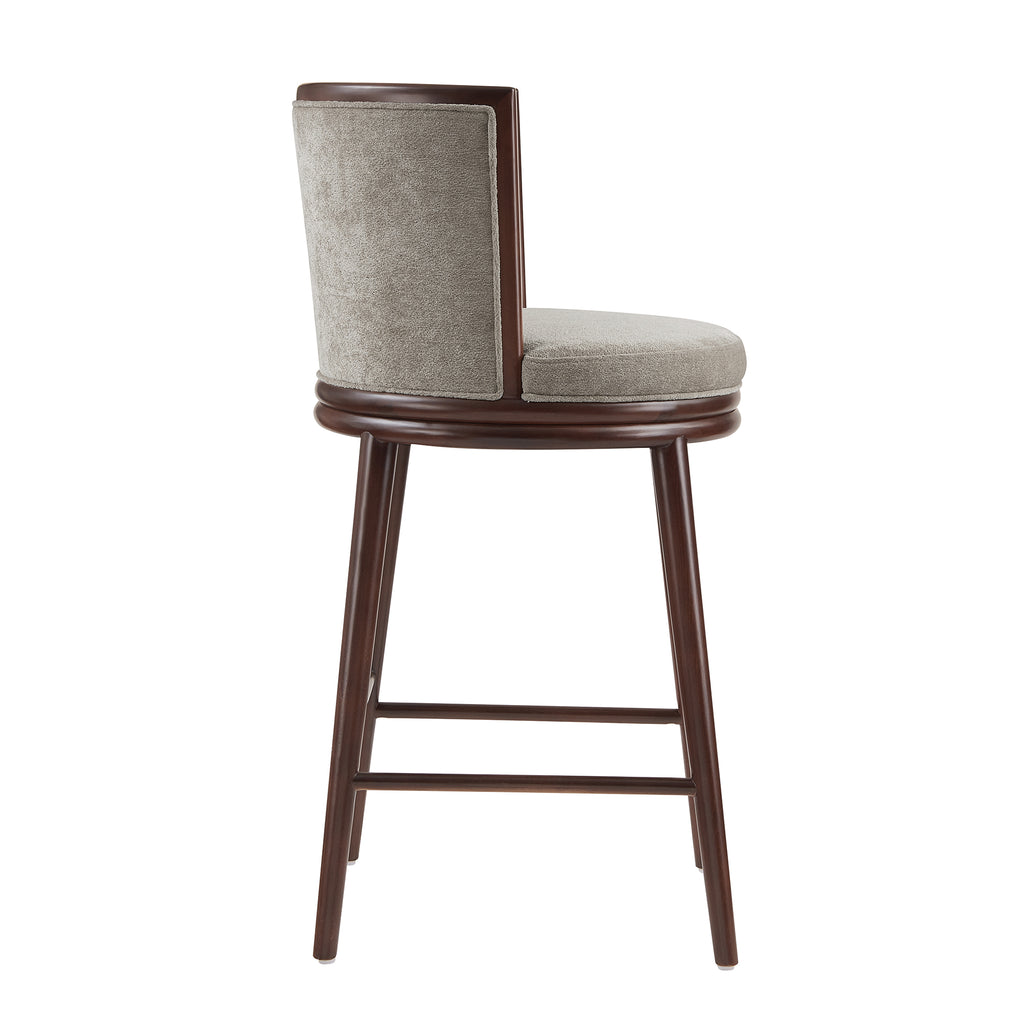 Evalyn Dove Textured Chenille Barstool with Beech Wood Legs