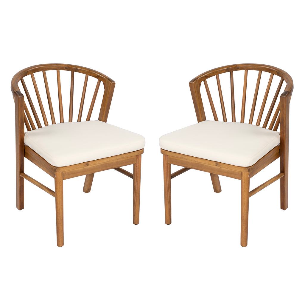 Outdoor Dining Chairs Set of 2 - Acacia Wood Patio Chairs