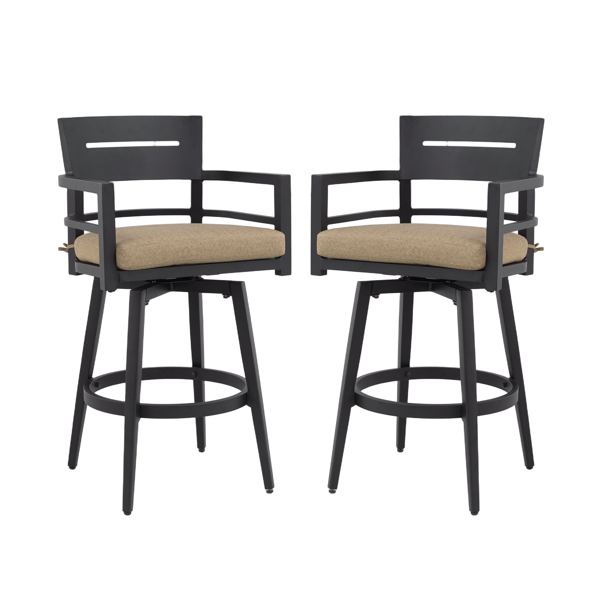 Modern Outdoor 2-Piece Swivel Bar Chairs