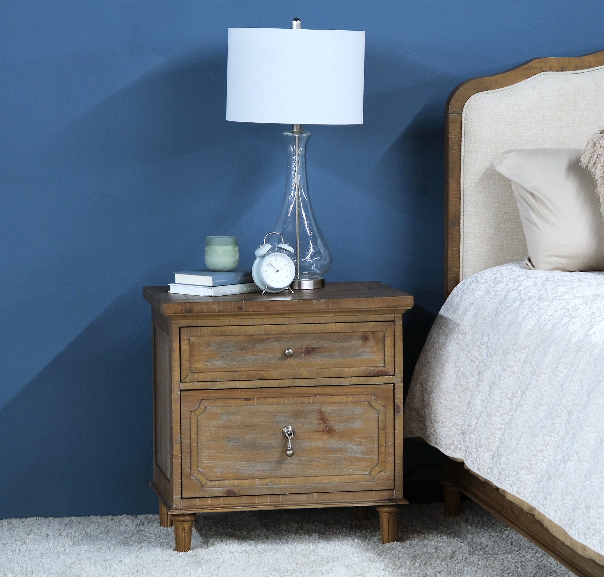 Taupe 2-Drawer Nightstand