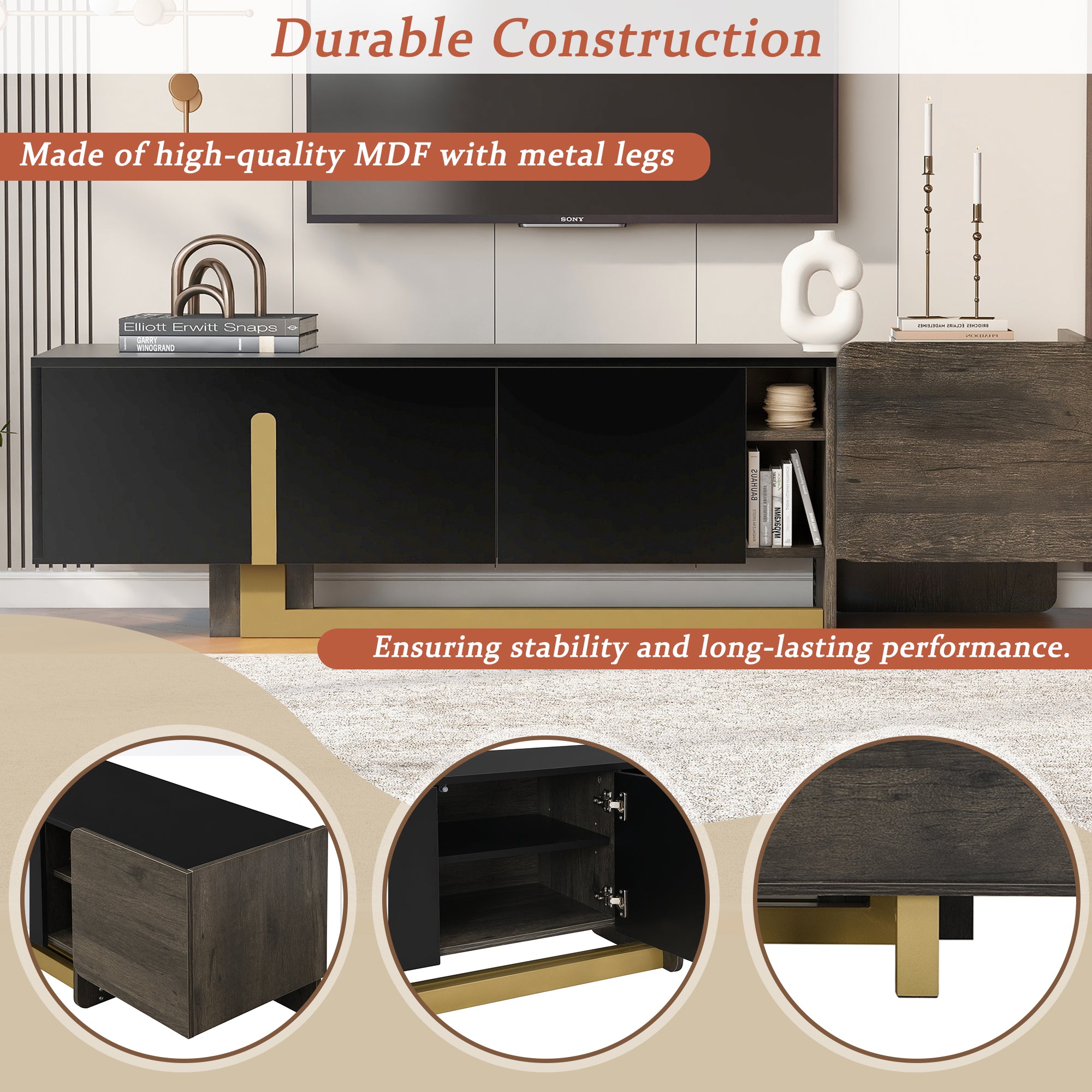 Vibe Haus 66.7'' Light Luxury TV Stand