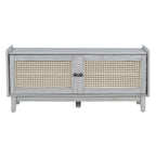 TREXM Boho Rattan Entryway Bench with Storage