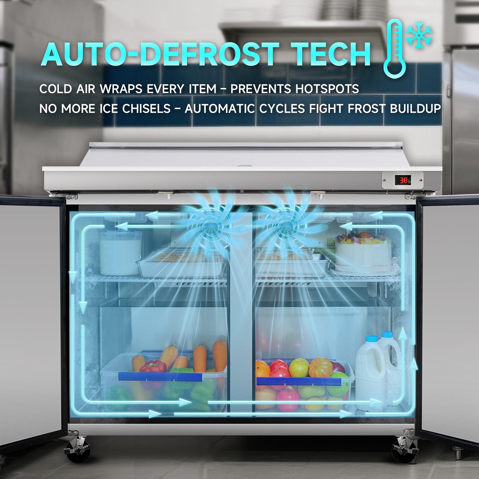 Orikool 48 IN Commercial Refrigerators Sandwich Prep Table