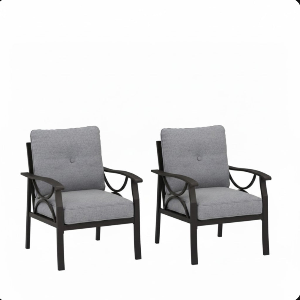 Set of 2 All-Weather Metal Armchairs