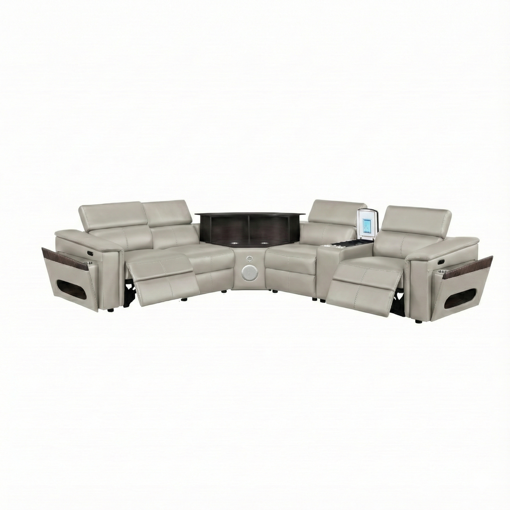 Nova Modern Style Sectional with Console and Bluetooth Speaker
