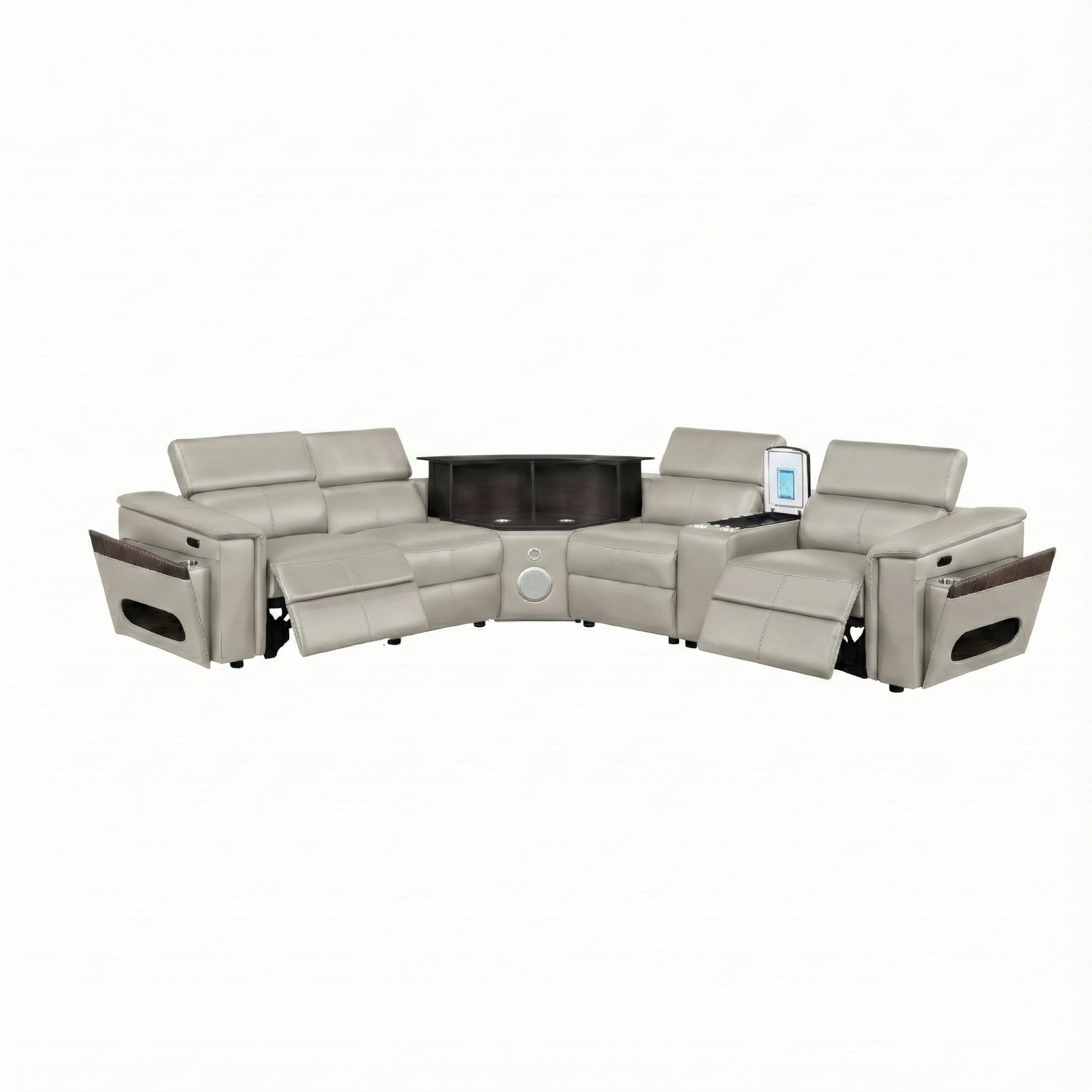 Nova Modern Style Sectional with Console and Bluetooth Speaker