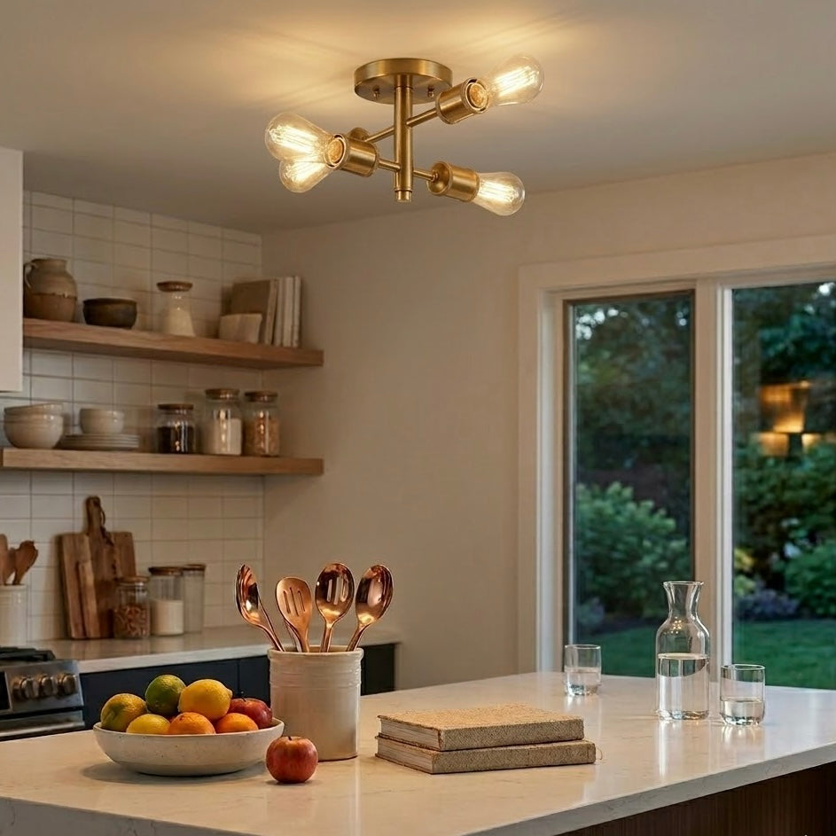 Ephemeral Four Lights Semi Flush Mount Pendant