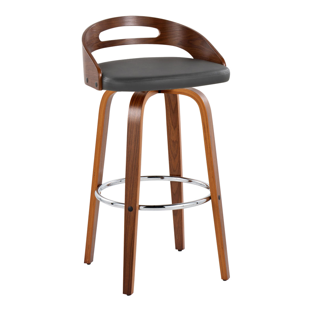 30" Mid-Century Modern Fixed-Height Barstool with Swivel
