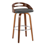 30" Mid-Century Modern Fixed-Height Barstool with Swivel