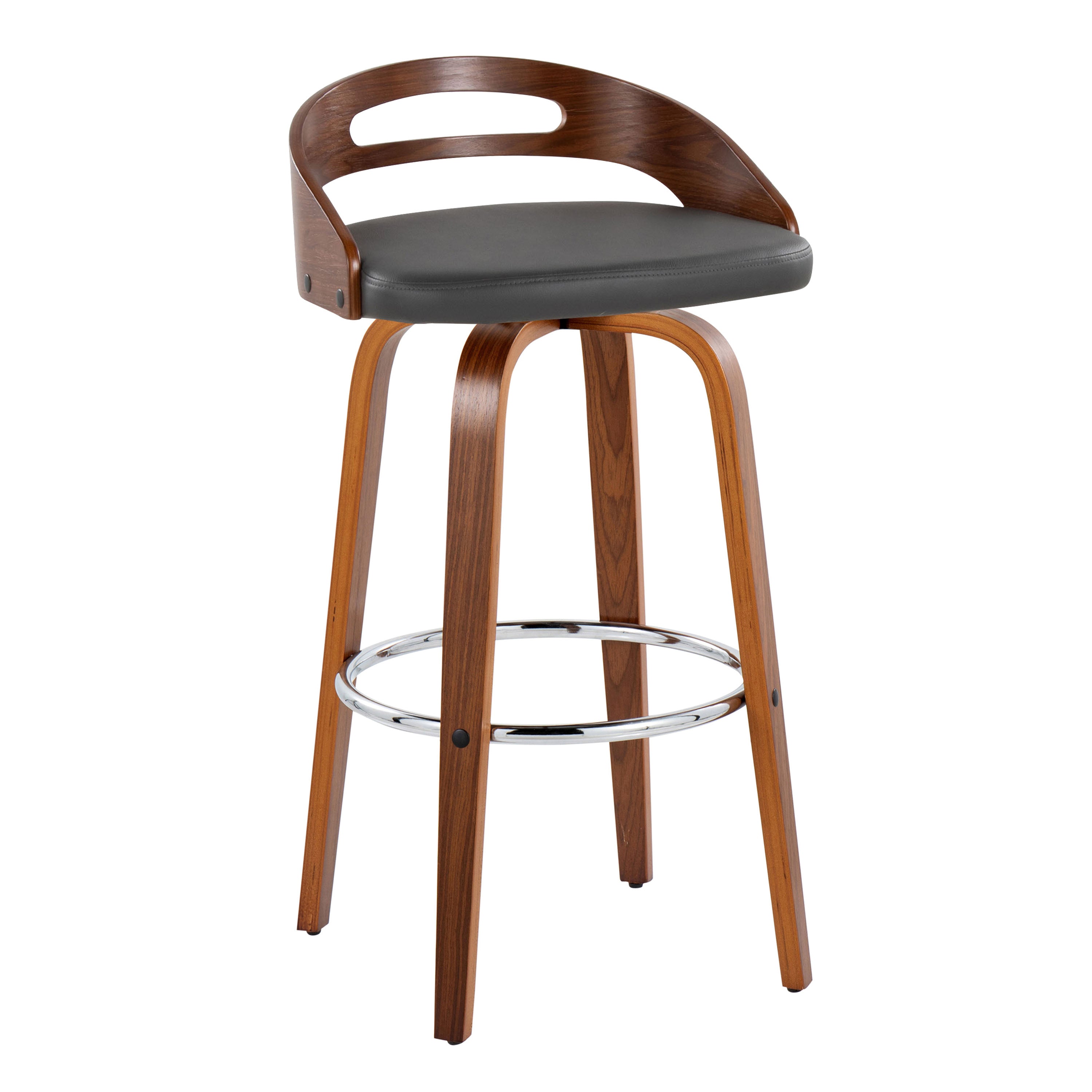 30" Mid-Century Modern Fixed-Height Barstool with Swivel