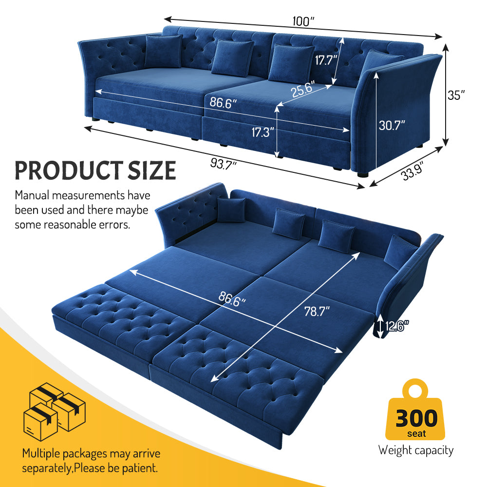 100" Oversize Pull Out Sofa Bed