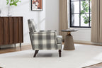Upholstered Accent Chair, Vintage Armchair with Solid Wood Legs