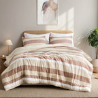 3-Piece Full/Queen Stripe Textured Print Comforter Set