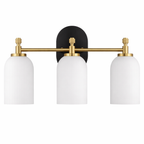 Meadows Three Lights Vanity Brushed Gold Bathroom Lighting