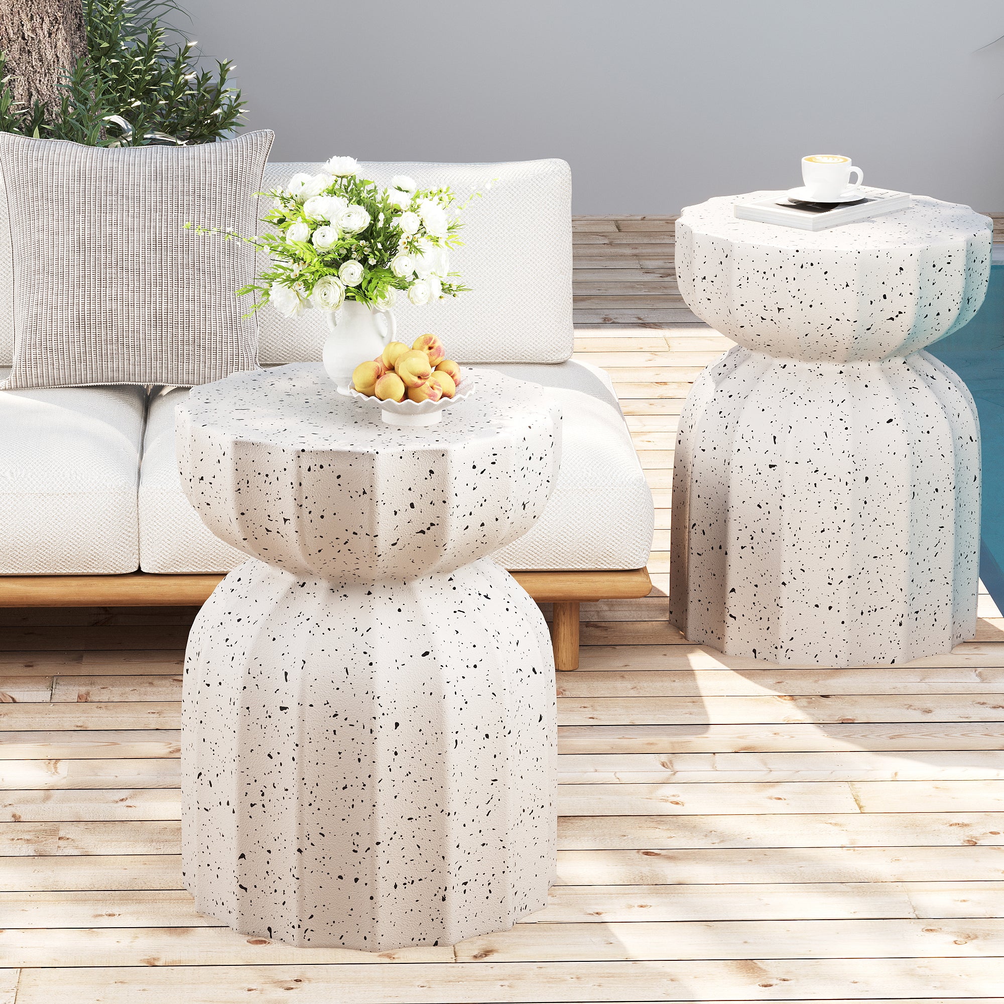 Modern Outdoor and Indoor Waterproof Coffee Table and Side Table Set
