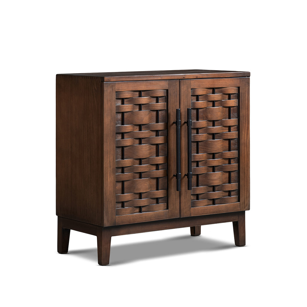 Koa 35-Inch Woven Wood Cabinet, Dark Brown