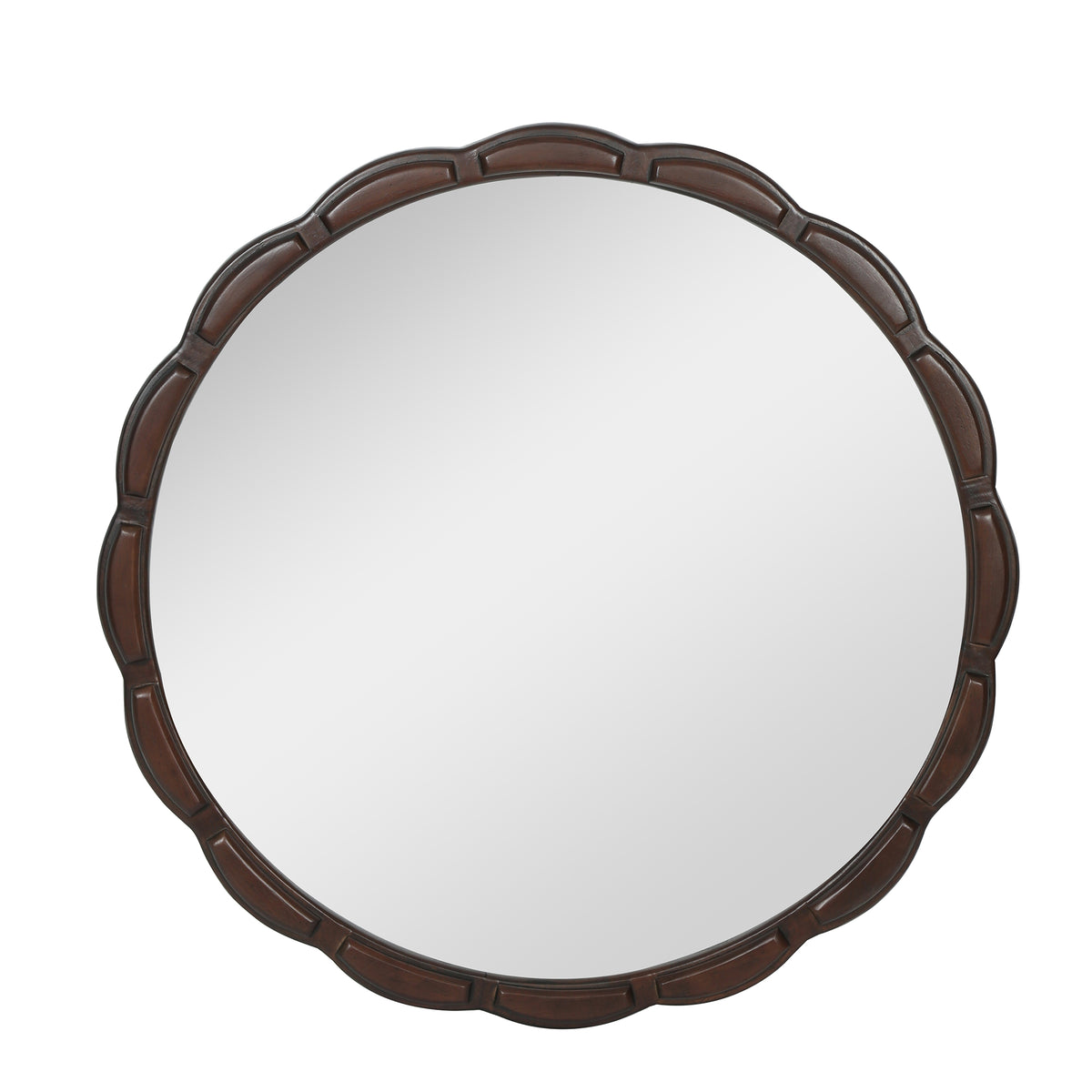 Round Wood Wall Mirror - 31.5" Farmhouse Rustic Accent