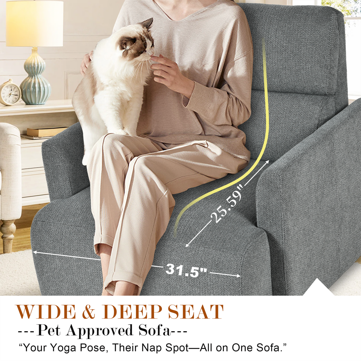 Oversized Accent Chair with Storage Ottoman, Dark Gray Velvet