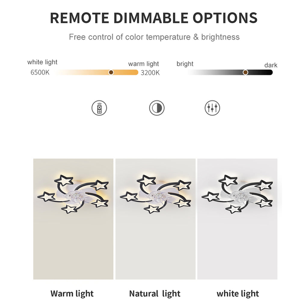 29-Inch Ceiling Fan With Lights Remote Control Dimmable LED