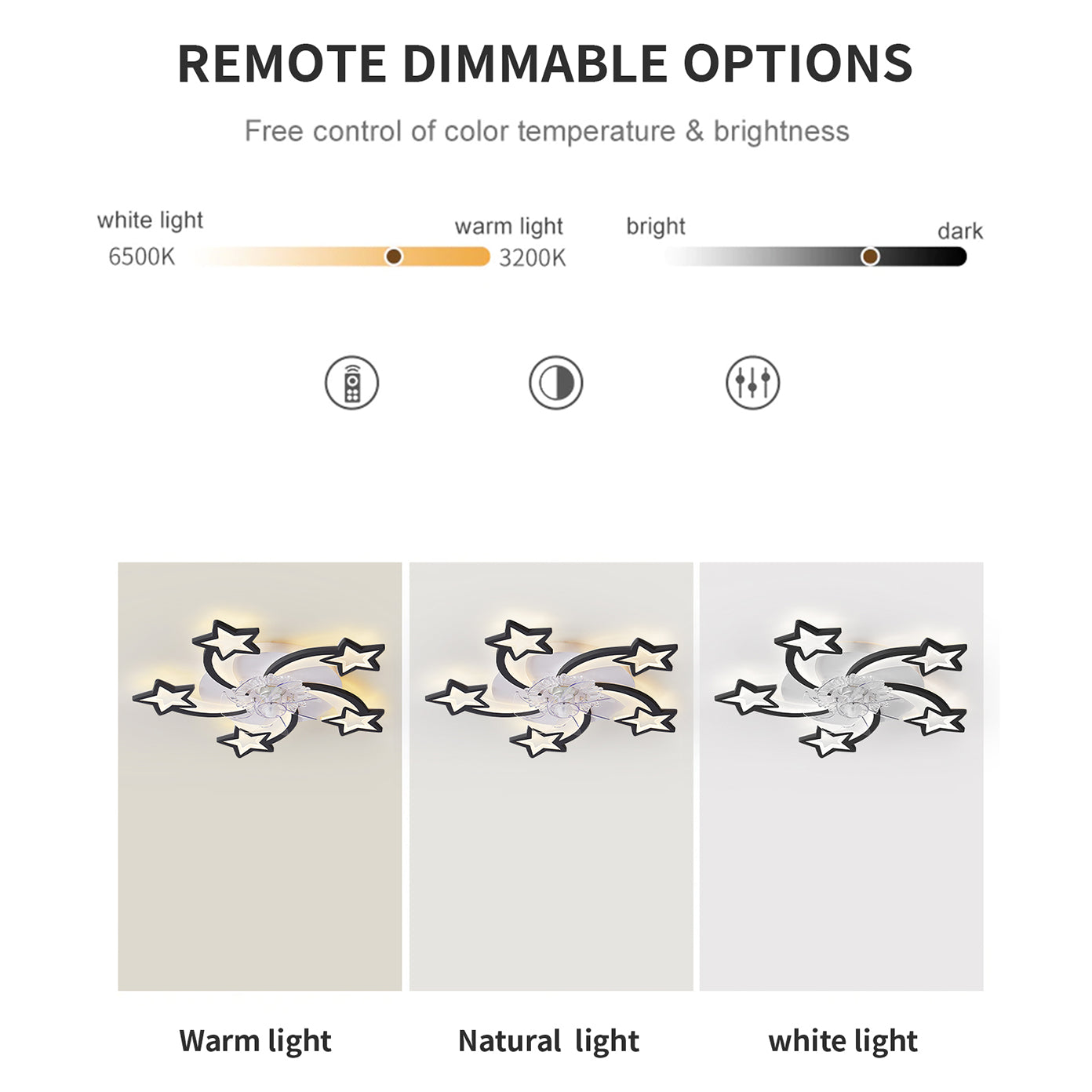 29-Inch Ceiling Fan With Lights Remote Control Dimmable LED