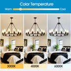 Black Wagon Wheel Chandelier - 34.5 Inch Modern Farmhouse