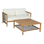 2-Piece Acacia Wood Outdoor Loveseat Set
