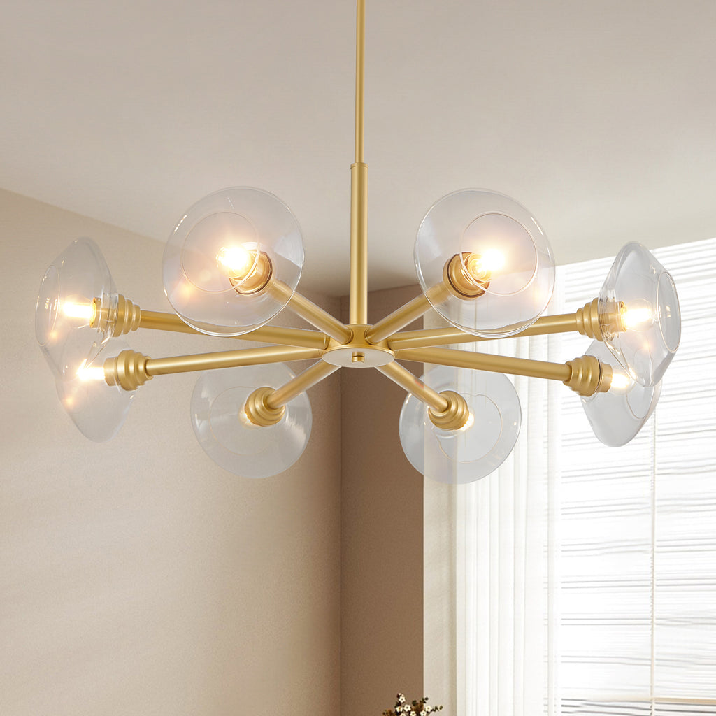 36" Modern Gold 8-Light Sputnik Chandelier