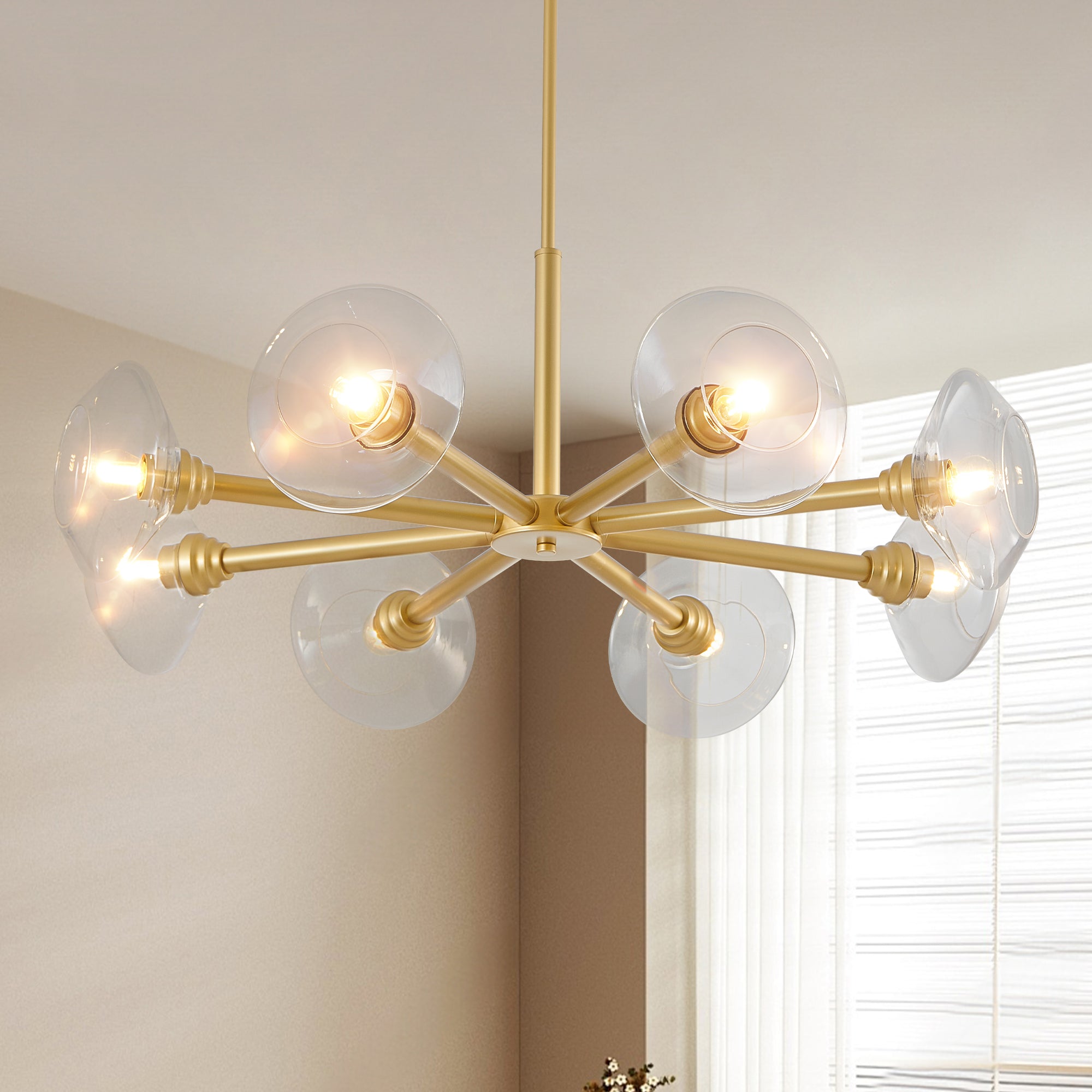 36" Modern Gold 8-Light Sputnik Chandelier