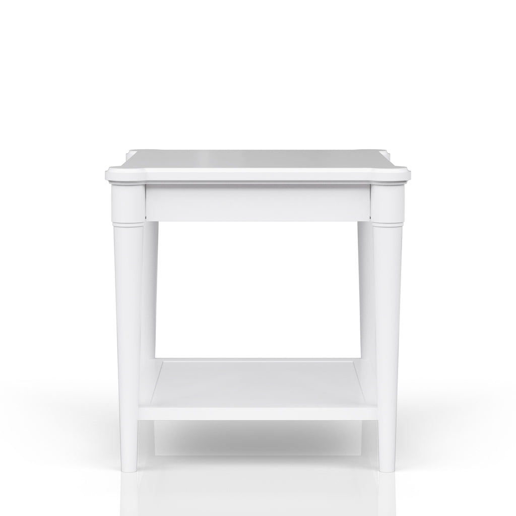 White Finished End Table With Storage Drawer