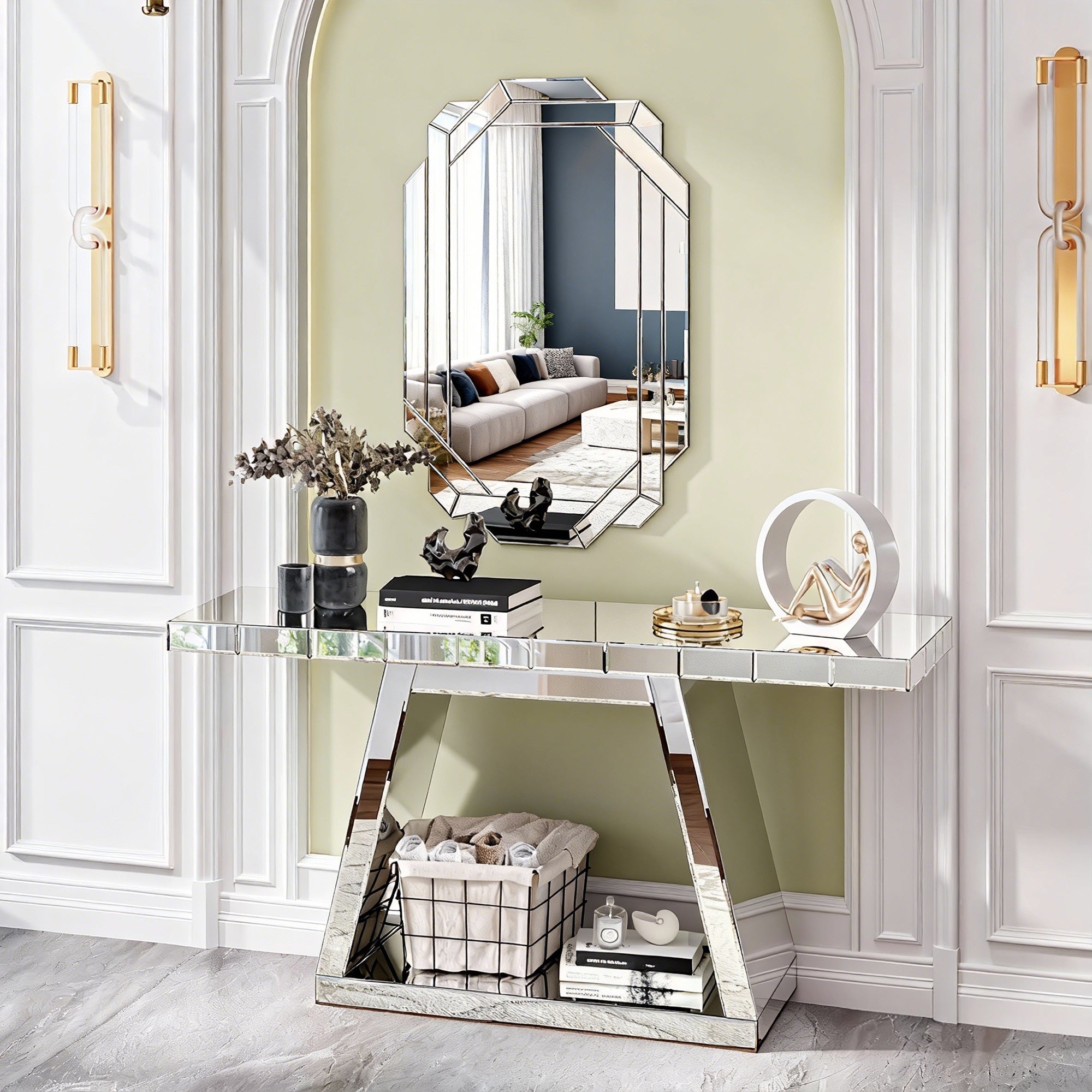 55.9" Modern Luxe Full-Body Mirror Entryway Table