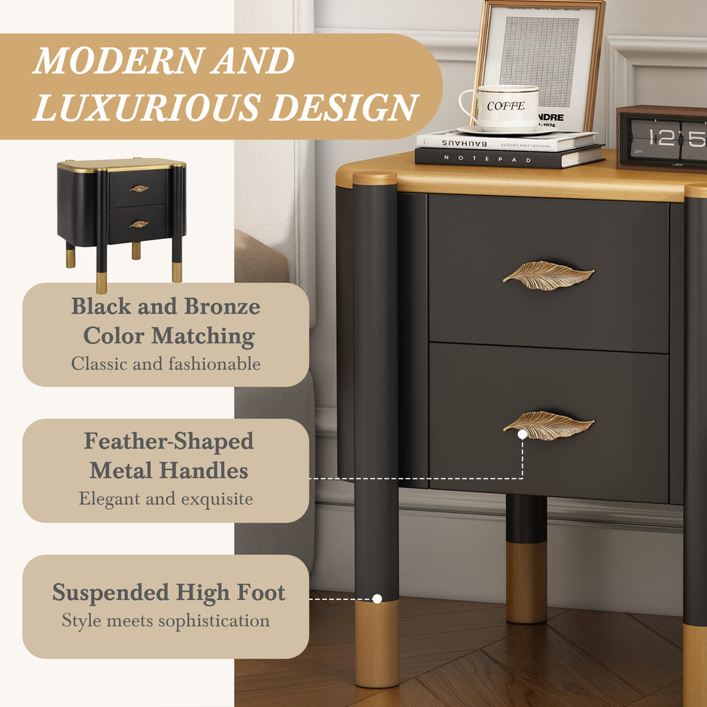 Contemporary 2 Drawers Nightstand