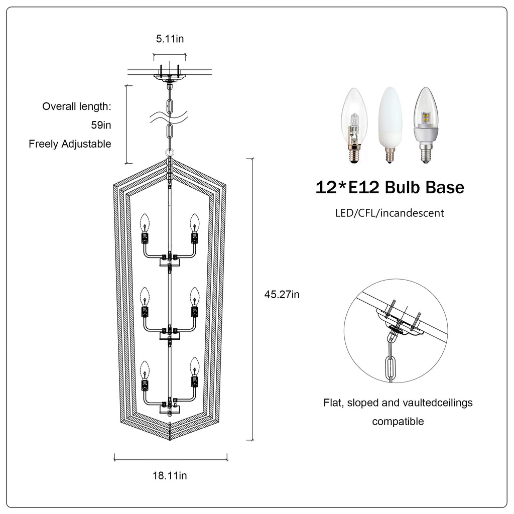 12-Light Farmhouse Kitchen Chandeliers
