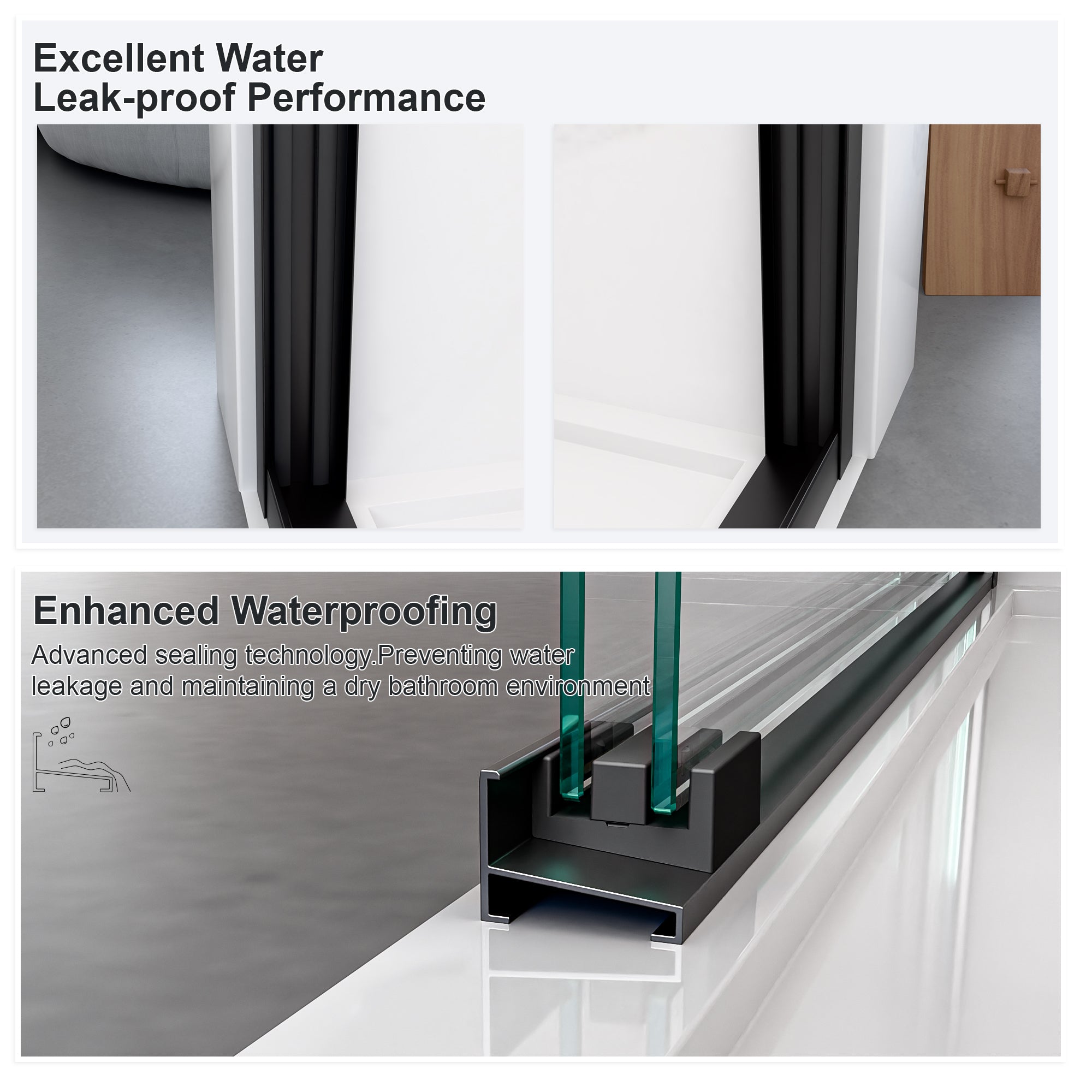 44"-48"W*72" H Semi-Frameless Double Sliding Shower Door